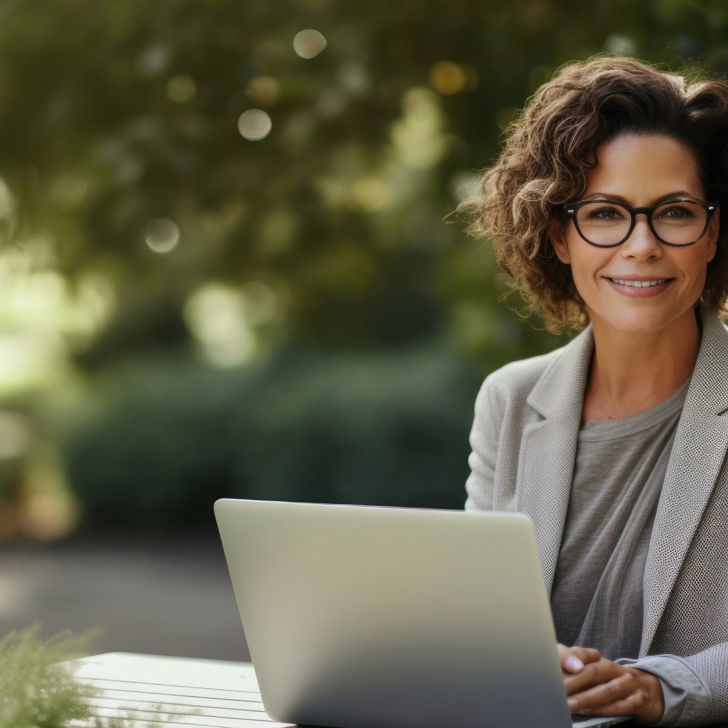 Outdoor telehealth session by psychologist serene green tranquil connection